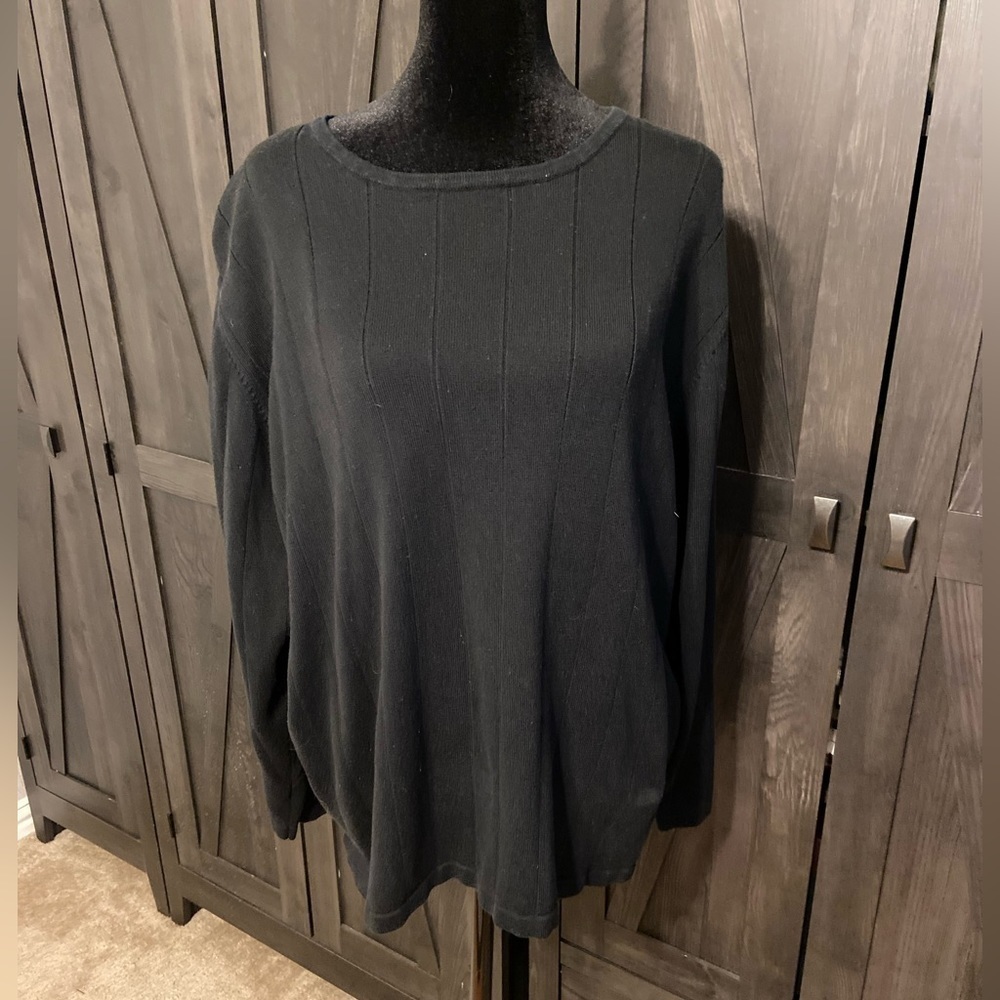 Dress Barn Black ribbed cotton sweater with 3/4 sleeves size 18/20